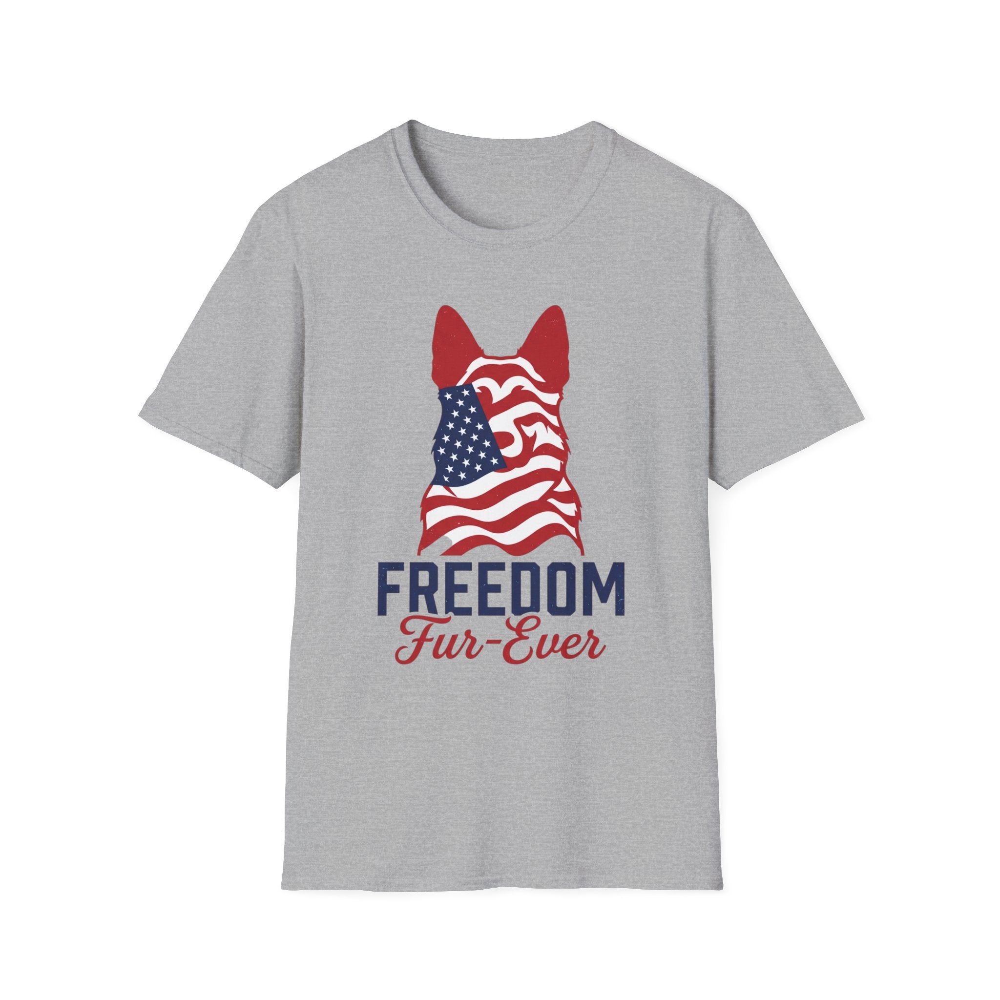 Freedom Fur-Ever Graphic T-Shirt — American Flag Dog Silhouette