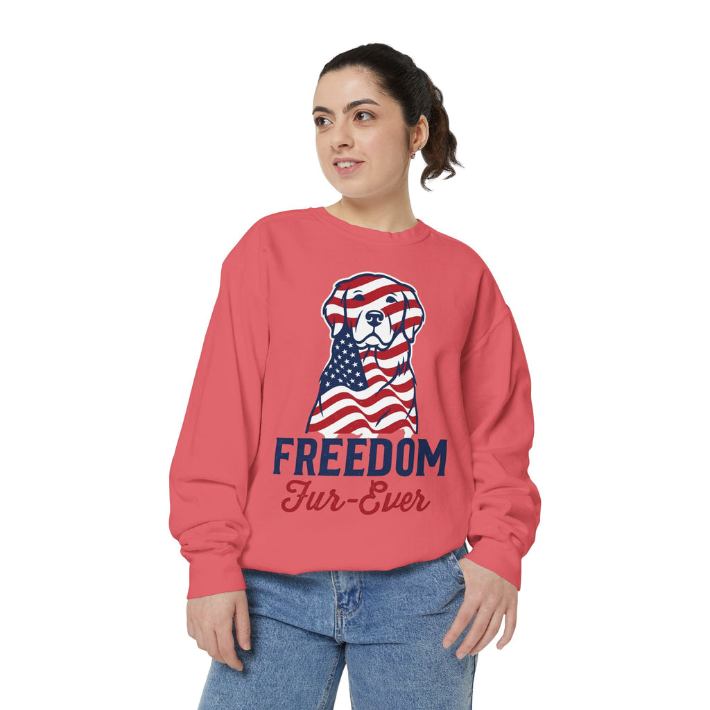 Freedom Fur-Ever Sweatshirt — Patriotic American Flag Dog Crewneck