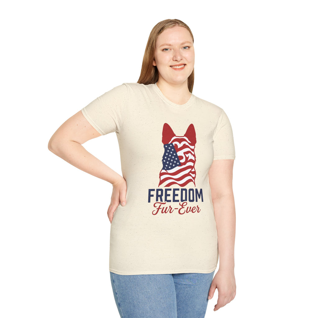 Freedom Fur-Ever Graphic T-Shirt — American Flag Dog Silhouette