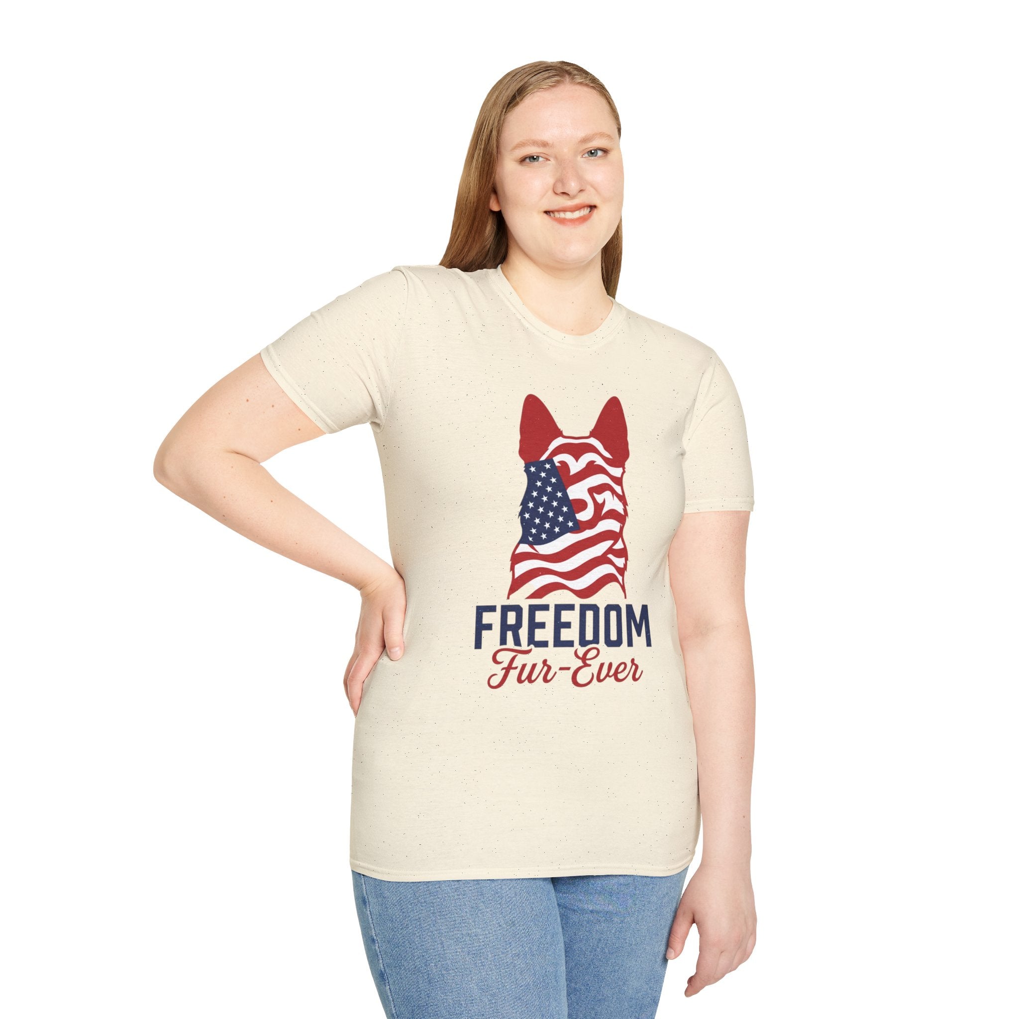 Freedom Fur-Ever Graphic T-Shirt — American Flag Dog Silhouette