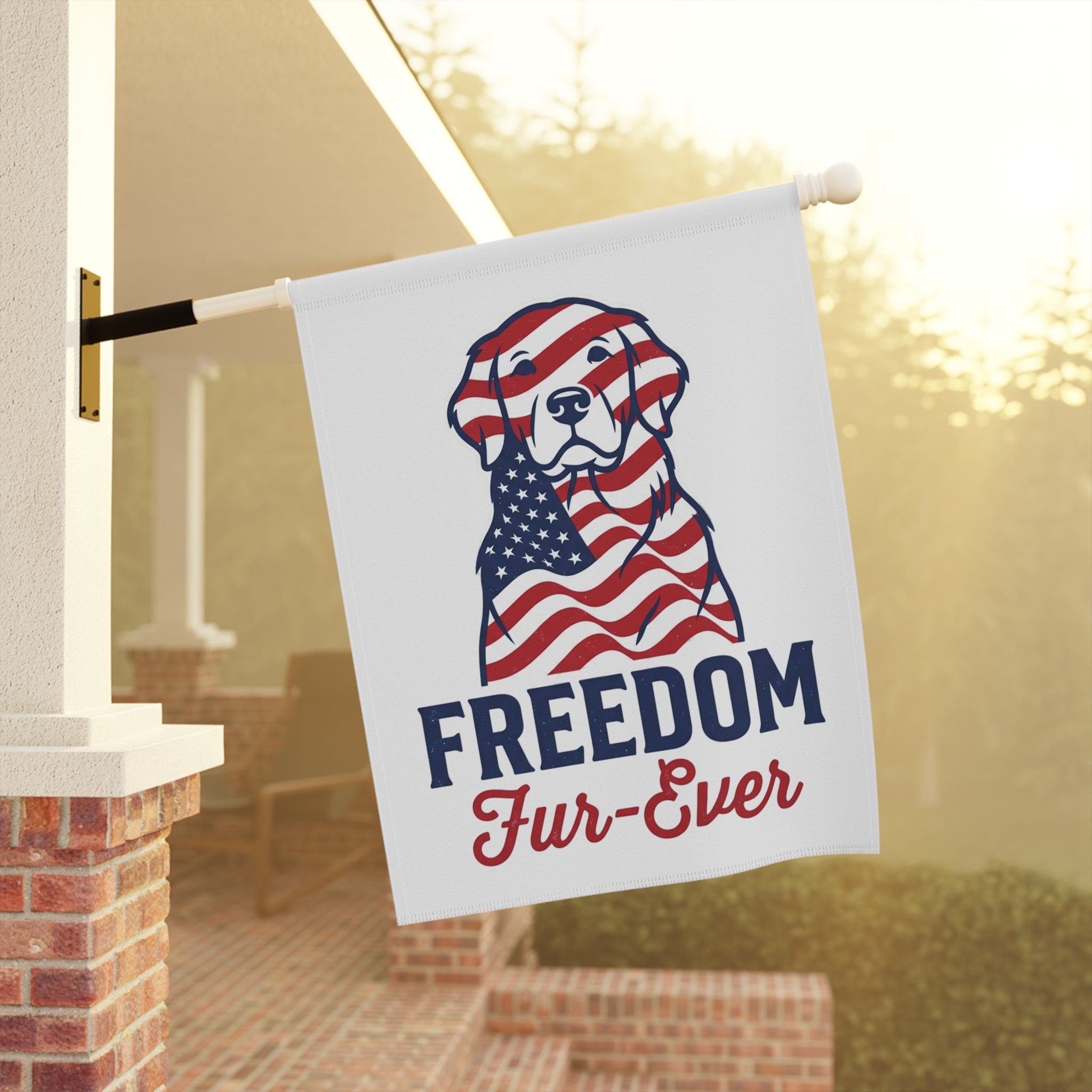 Patriotic Dog Garden Flag - "Freedom Fur-Ever" Garden Banner