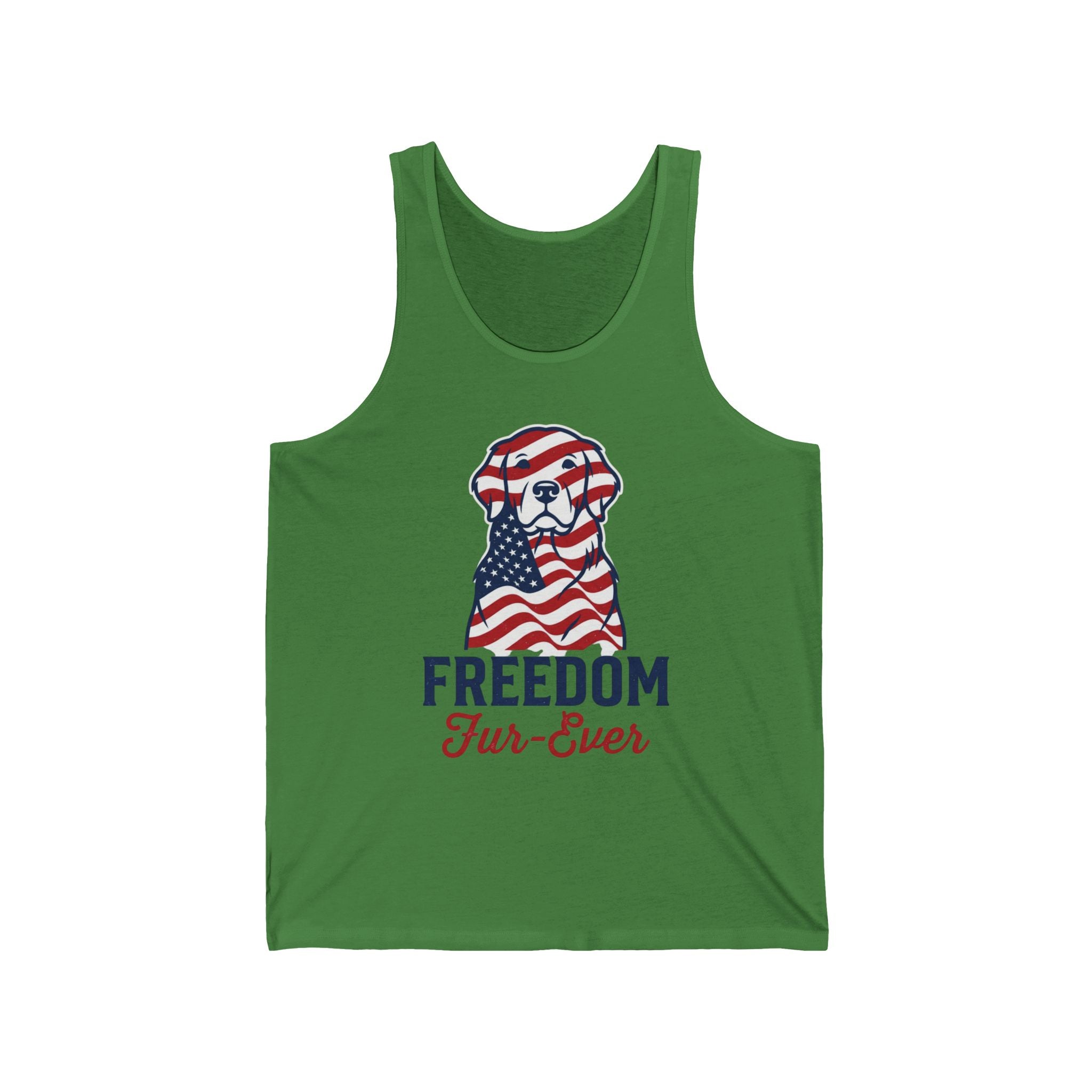 Patriotic Dog Tank Top — "Freedom Fur-Ever" American Flag Pup