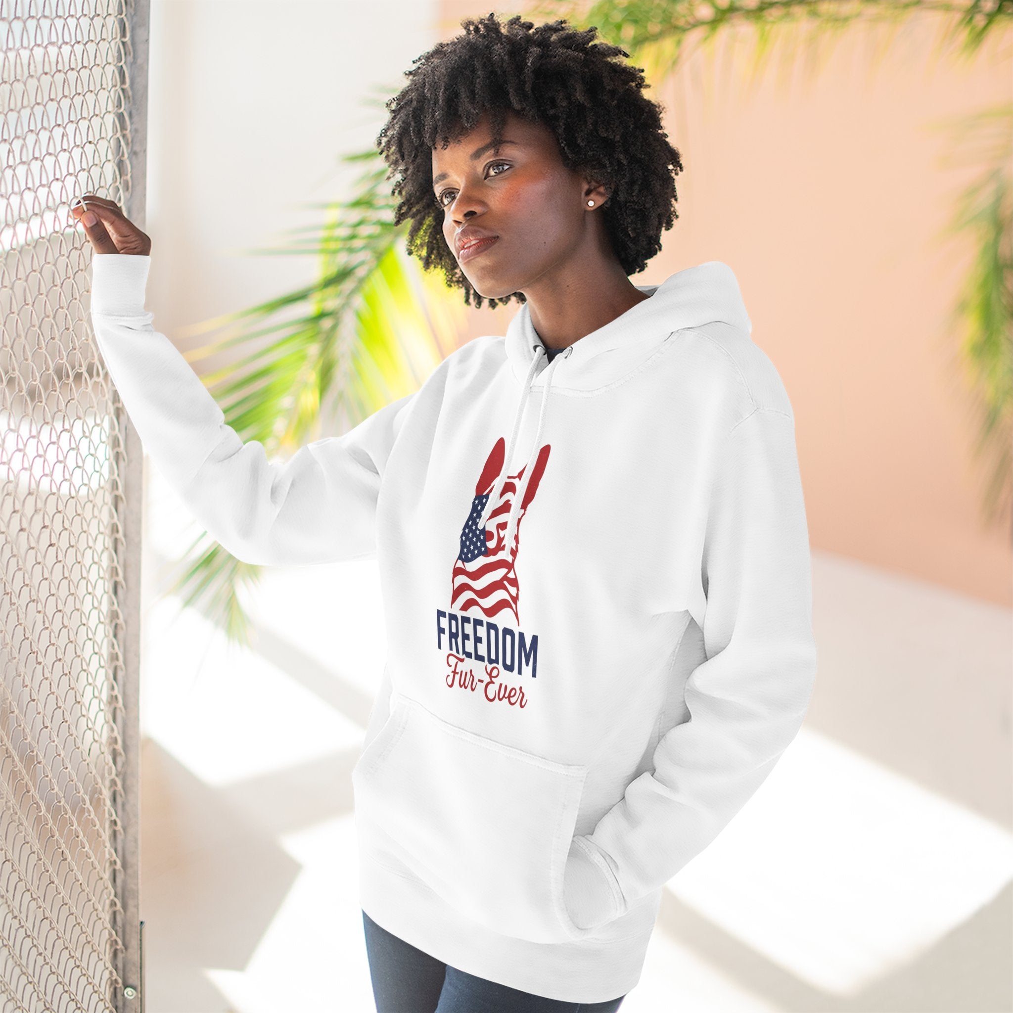 Freedom Fur-ever Hoodie — Patriotic Dog Paw Print Fleece Hoodie