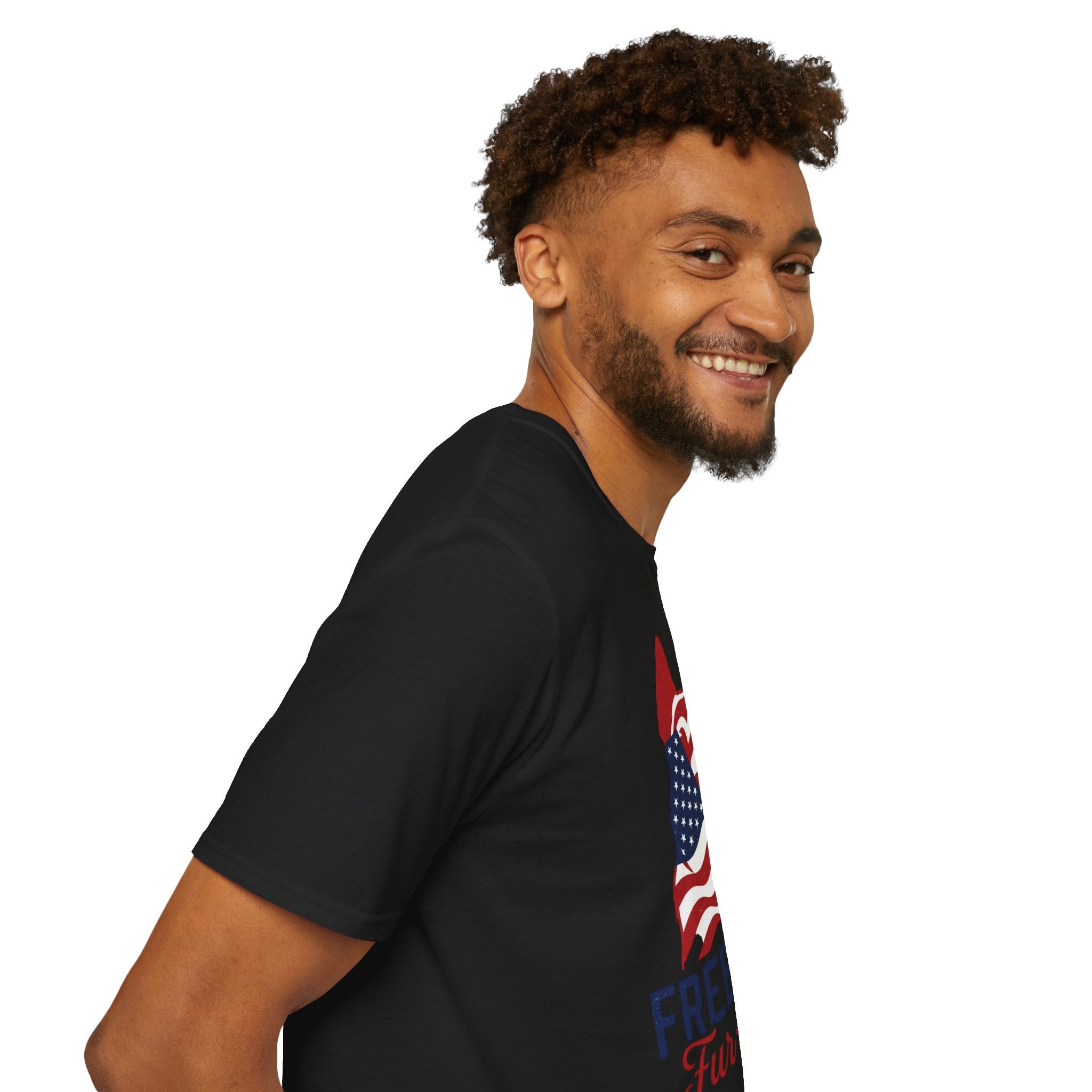 Freedom Fur-Ever Graphic T-Shirt — American Flag Dog Silhouette