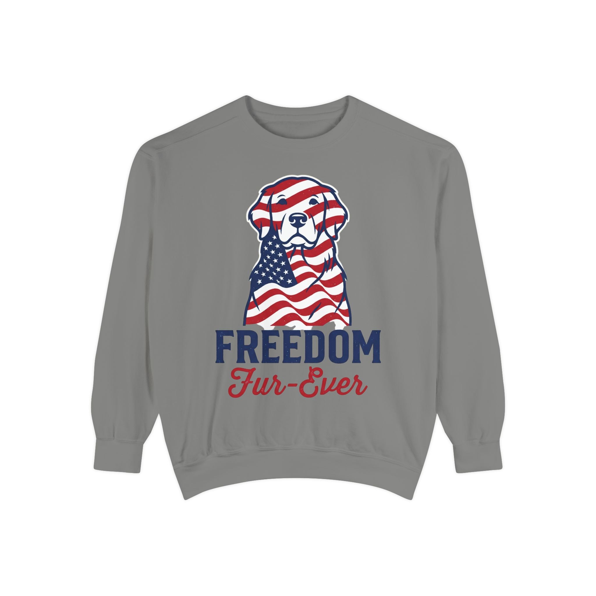 Freedom Fur-Ever Sweatshirt — Patriotic American Flag Dog Crewneck