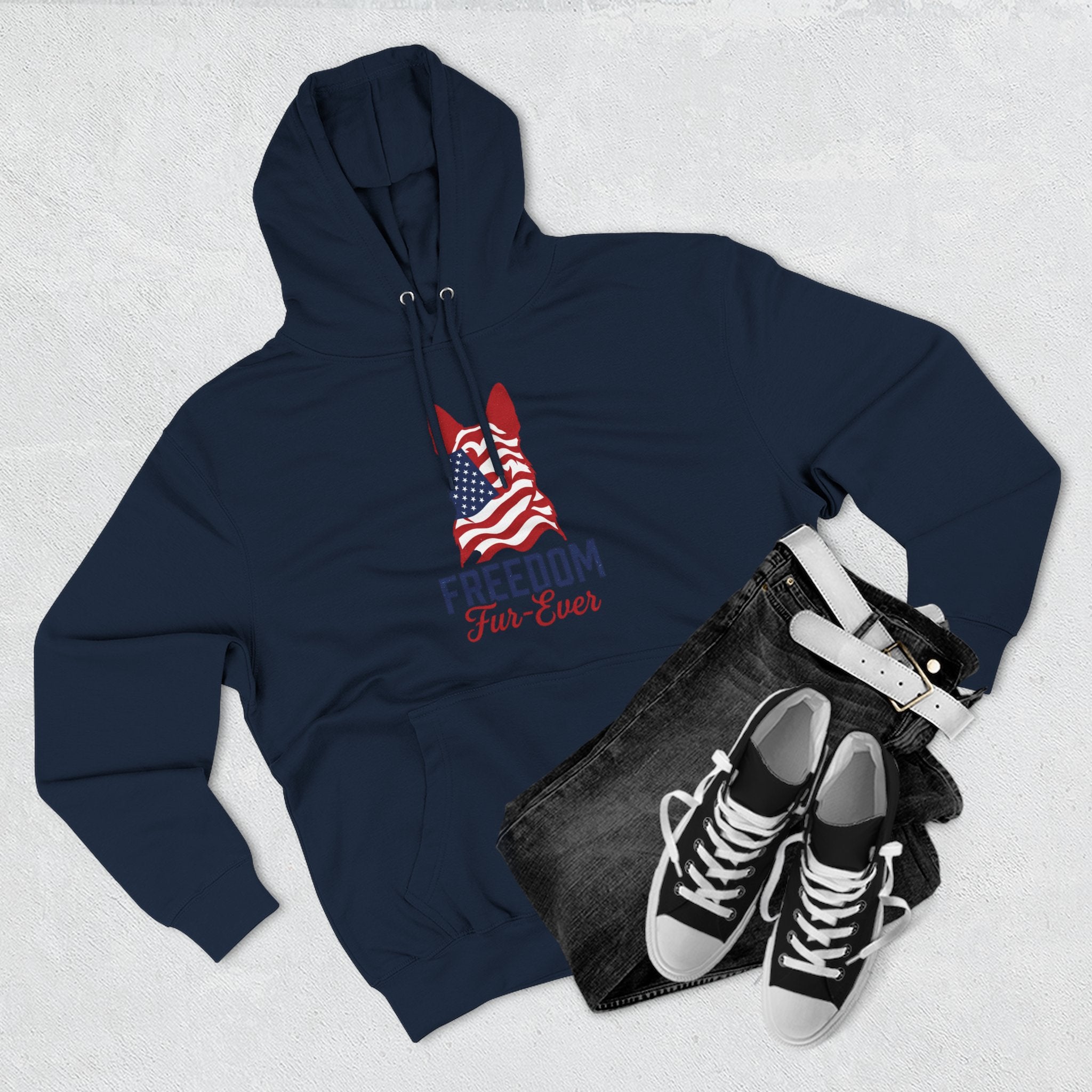 Freedom Fur-ever Hoodie — Patriotic Dog Paw Print Fleece Hoodie