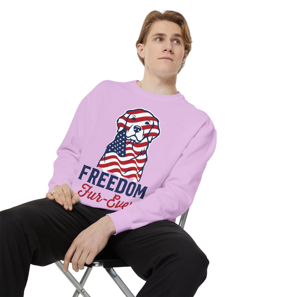 Freedom Fur-Ever Sweatshirt — Patriotic American Flag Dog Crewneck