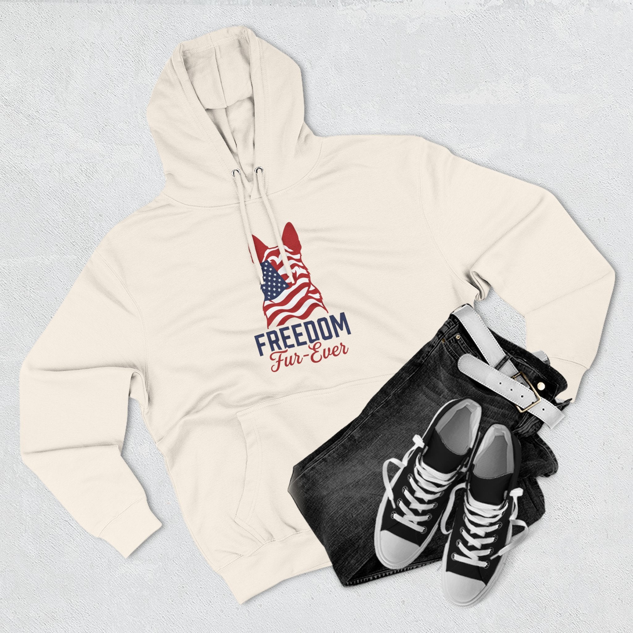 Freedom Fur-ever Hoodie — Patriotic Dog Paw Print Fleece Hoodie