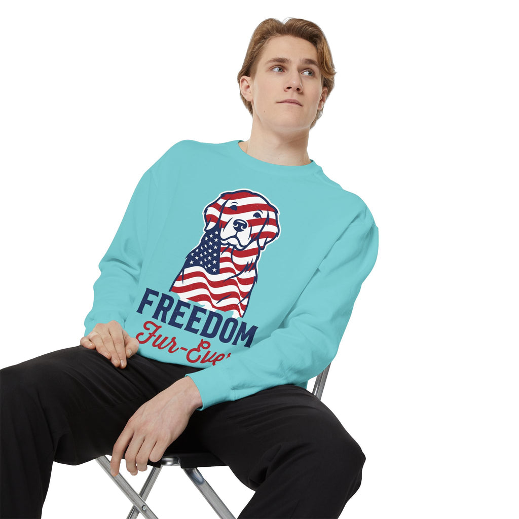 Freedom Fur-Ever Sweatshirt — Patriotic American Flag Dog Crewneck