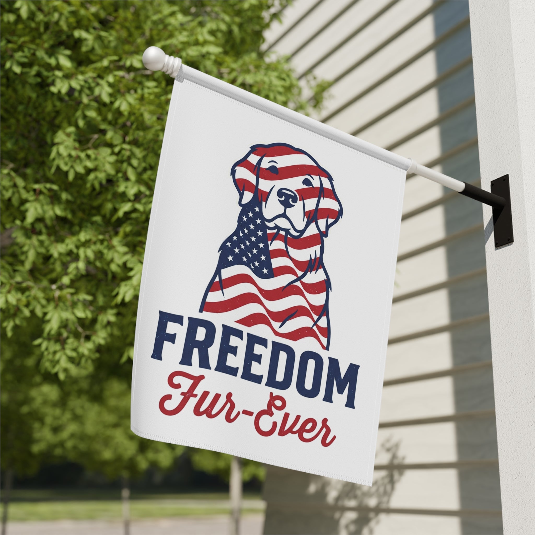 Patriotic Dog Garden Flag - "Freedom Fur-Ever" Garden Banner