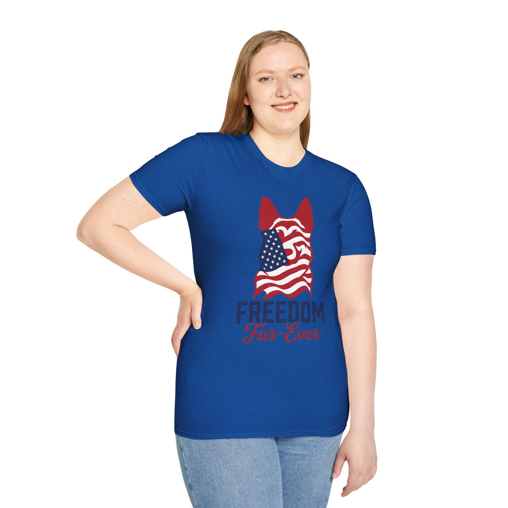 Freedom Fur-Ever Graphic T-Shirt — American Flag Dog Silhouette