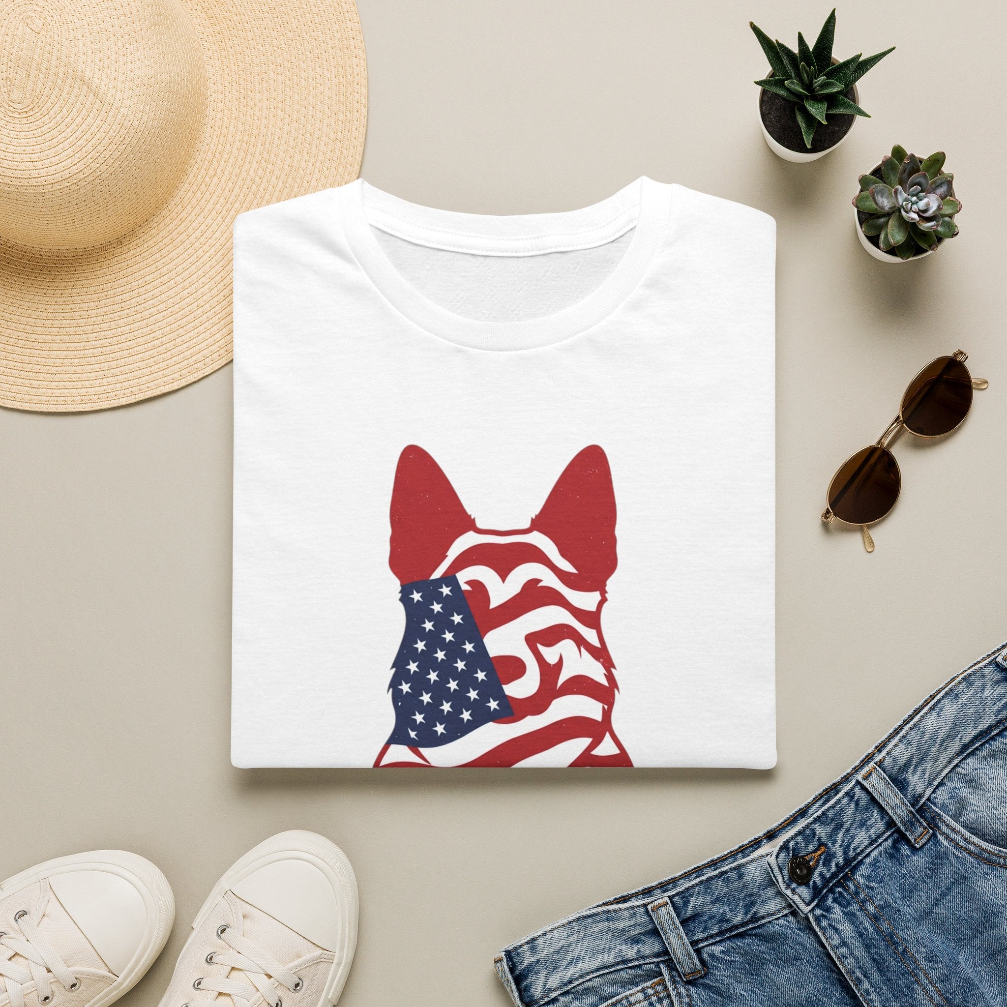 Freedom Fur-Ever Graphic T-Shirt — American Flag Dog Silhouette