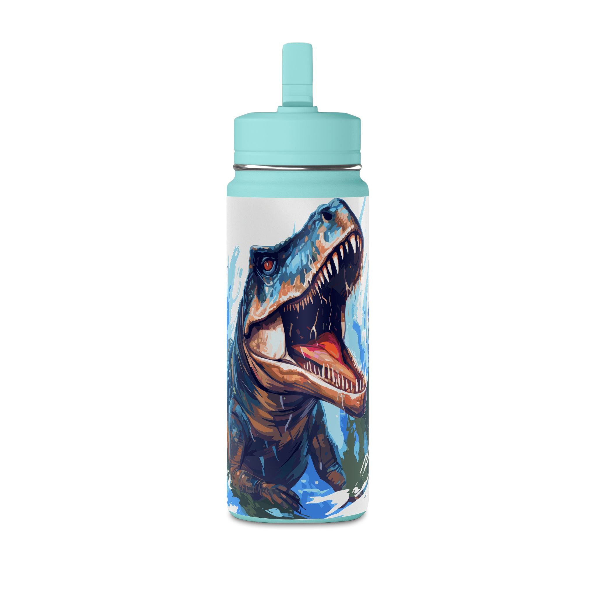 T-Rex Water Bottle — 20oz Dinosaur Sports Bottle with Straw