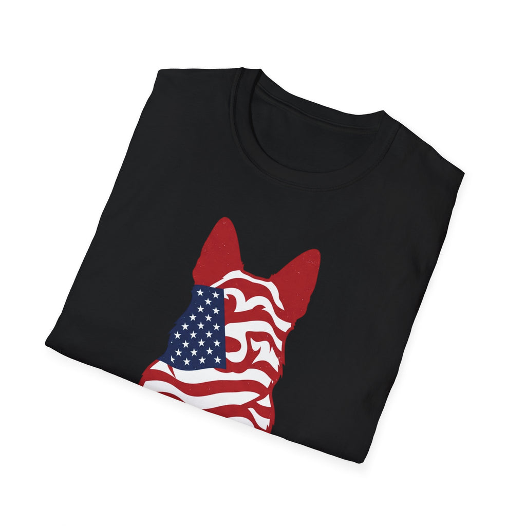 Freedom Fur-Ever Graphic T-Shirt — American Flag Dog Silhouette