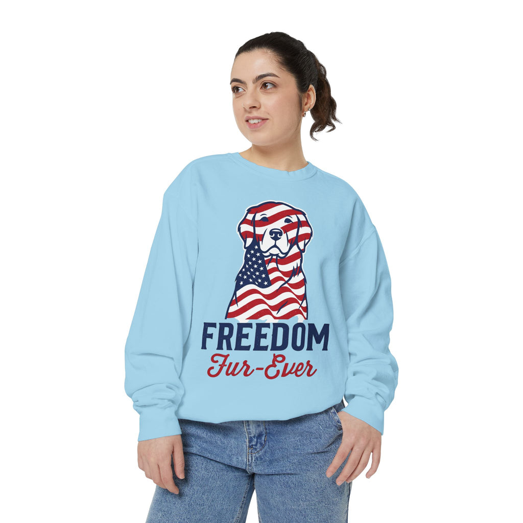 Freedom Fur-Ever Sweatshirt — Patriotic American Flag Dog Crewneck