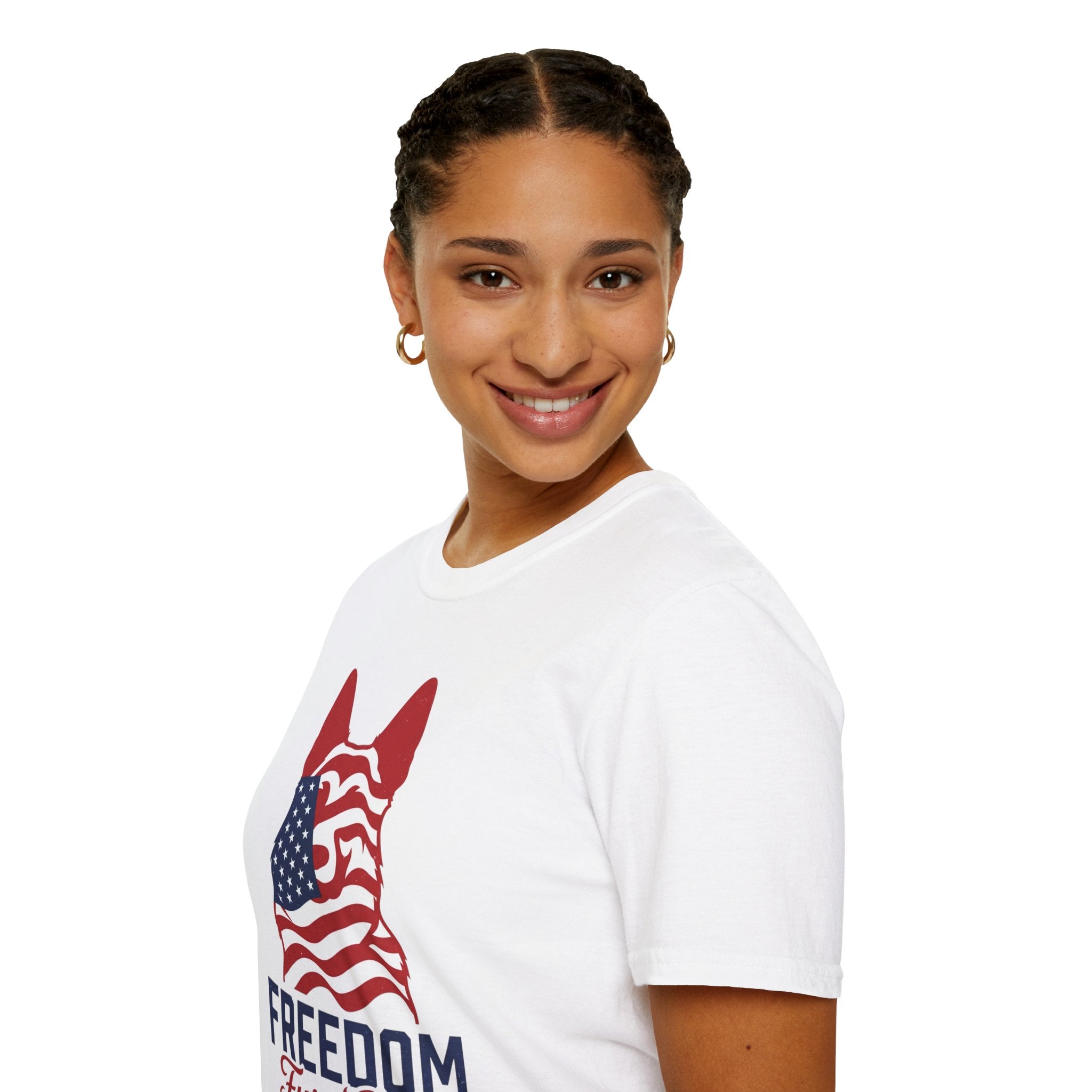 Freedom Fur-Ever Graphic T-Shirt — American Flag Dog Silhouette