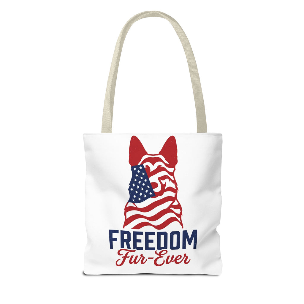 Patriotic Dog Tote — "Freedom Fur-Ever" USA Flag Canvas Bag