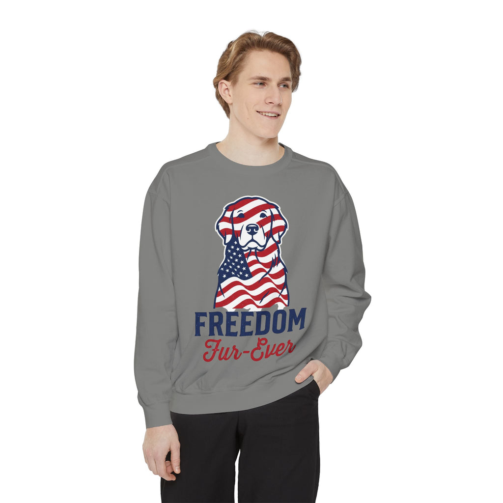Freedom Fur-Ever Sweatshirt — Patriotic American Flag Dog Crewneck