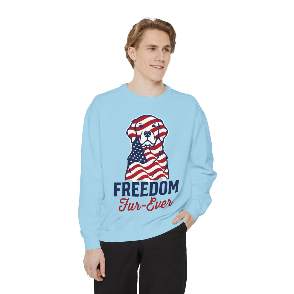 Freedom Fur-Ever Sweatshirt — Patriotic American Flag Dog Crewneck