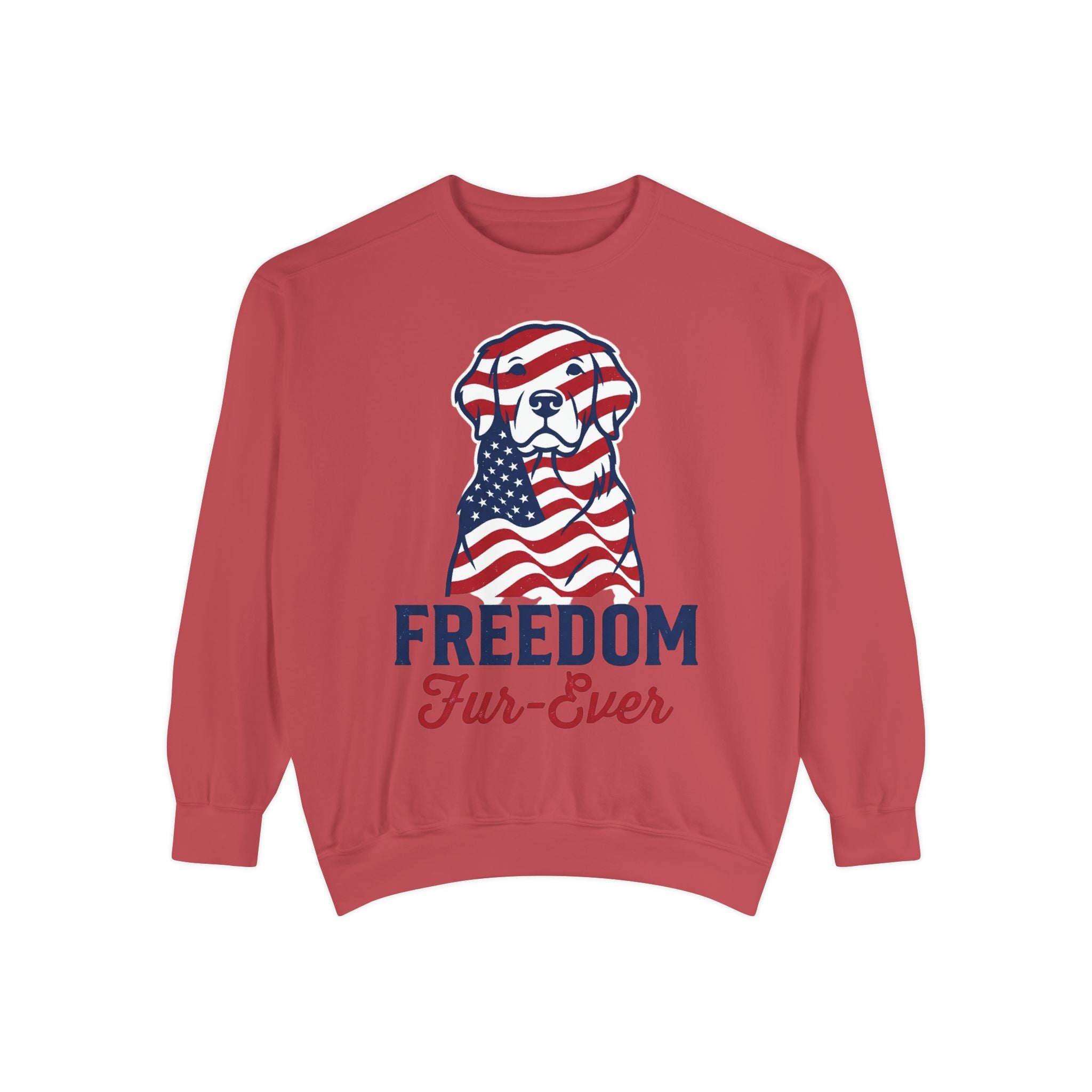 Freedom Fur-Ever Sweatshirt — Patriotic American Flag Dog Crewneck