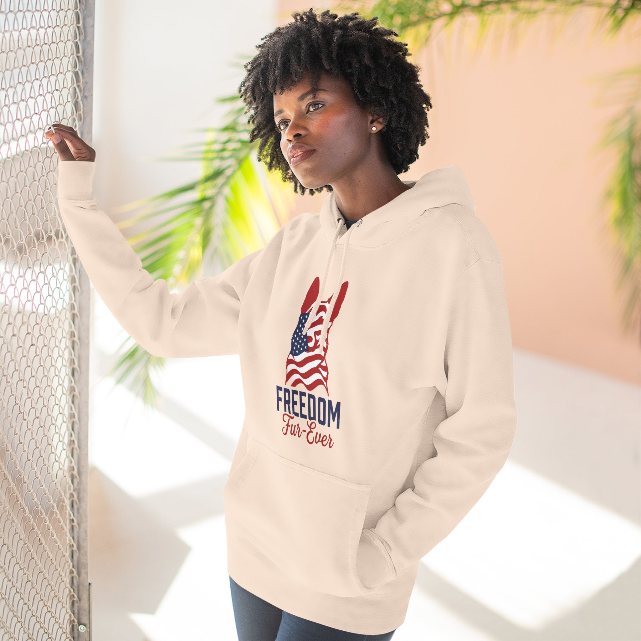 Freedom Fur-ever Hoodie — Patriotic Dog Paw Print Fleece Hoodie