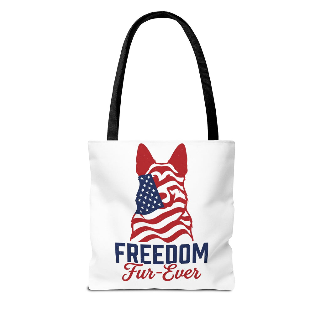 Patriotic Dog Tote — "Freedom Fur-Ever" USA Flag Canvas Bag