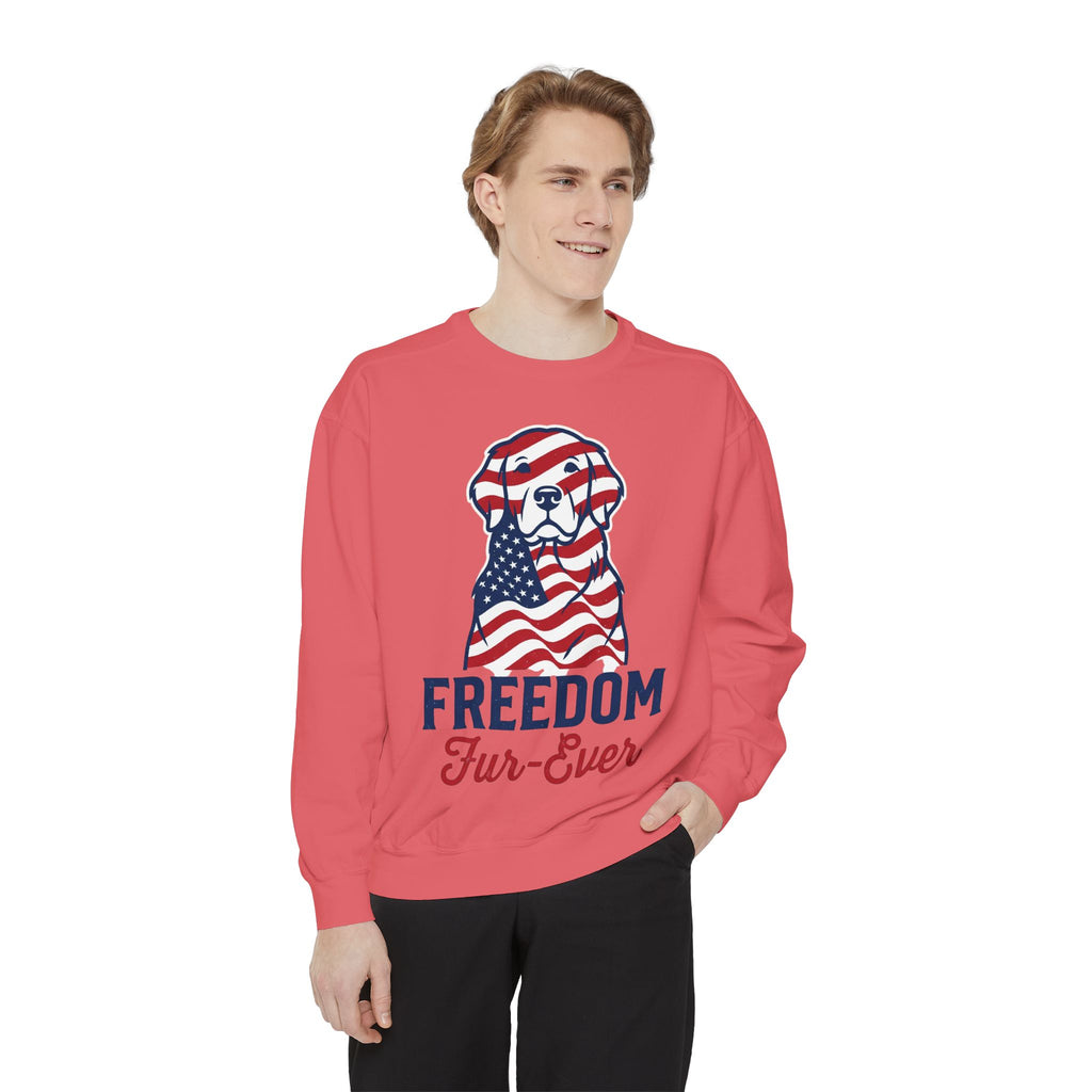 Freedom Fur-Ever Sweatshirt — Patriotic American Flag Dog Crewneck