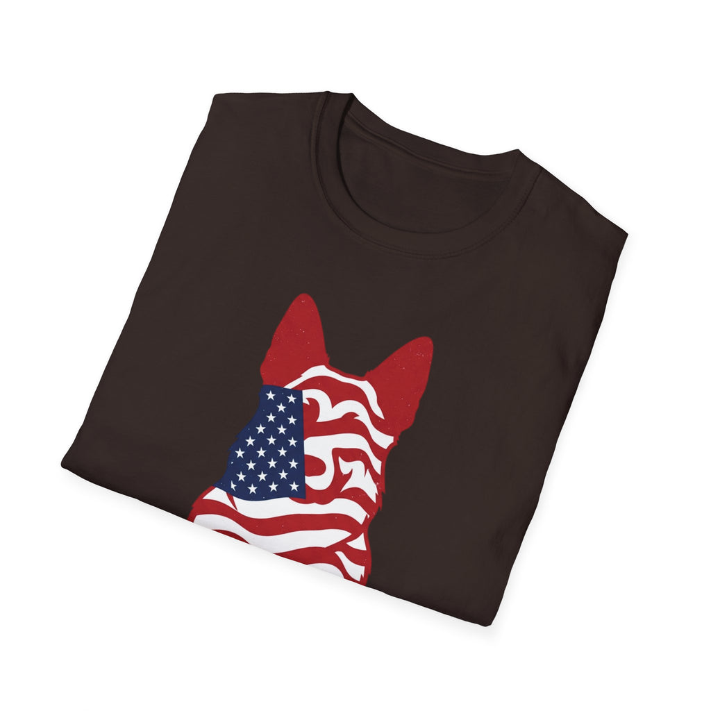Freedom Fur-Ever Graphic T-Shirt — American Flag Dog Silhouette