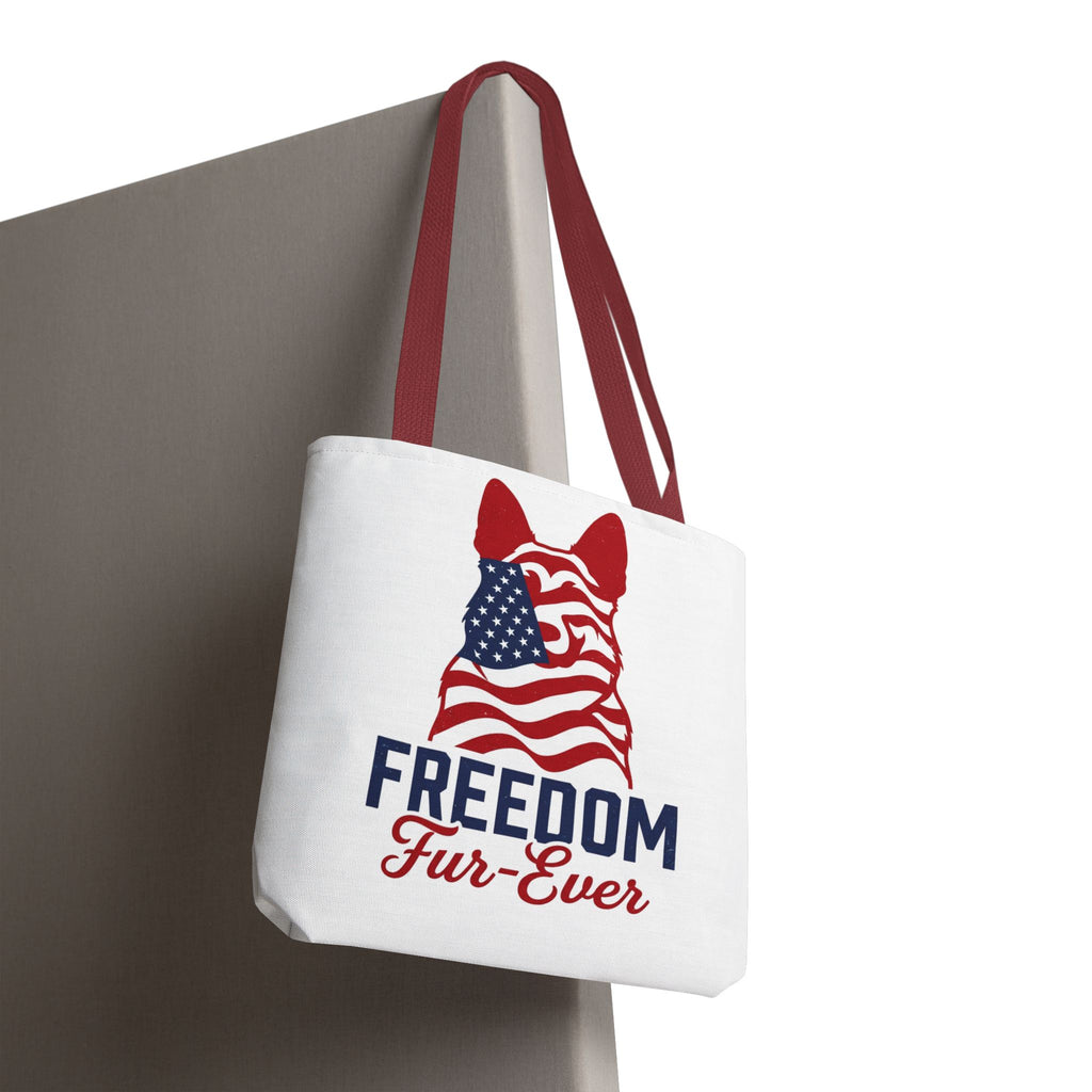 Patriotic Dog Tote — "Freedom Fur-Ever" USA Flag Canvas Bag