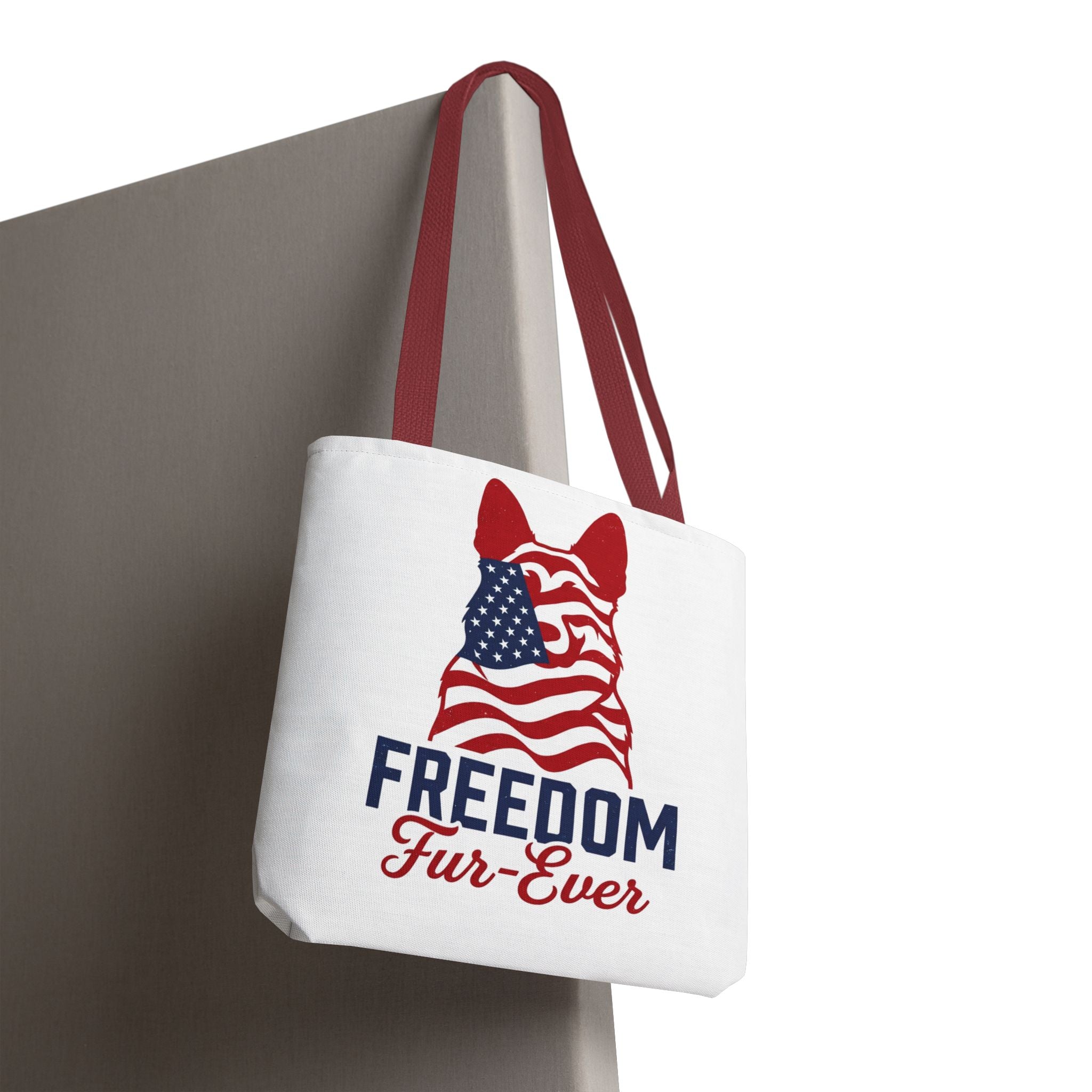 Patriotic Dog Tote — "Freedom Fur-Ever" USA Flag Canvas Bag