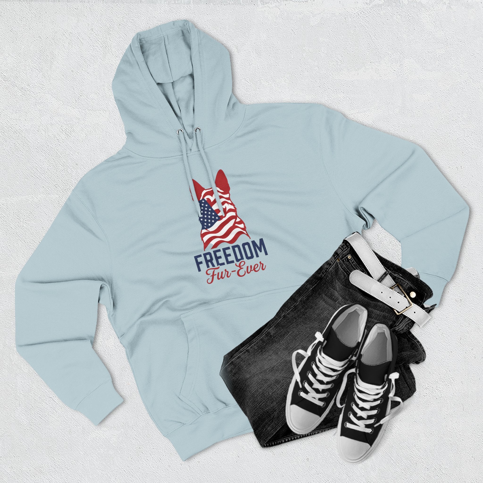 Freedom Fur-ever Hoodie — Patriotic Dog Paw Print Fleece Hoodie