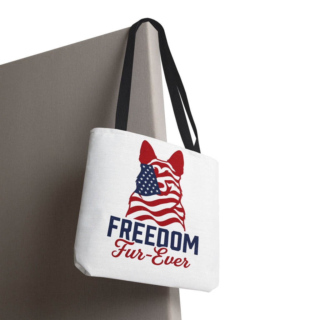 Patriotic Dog Tote — "Freedom Fur-Ever" USA Flag Canvas Bag