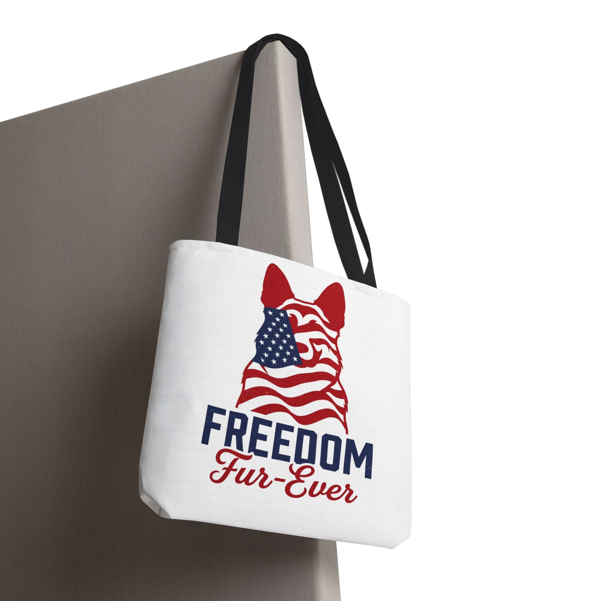 Patriotic Dog Tote — "Freedom Fur-Ever" USA Flag Canvas Bag