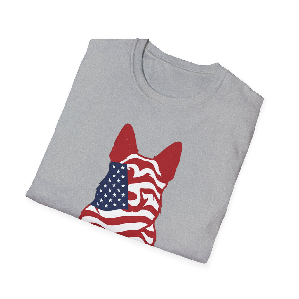 Freedom Fur-Ever Graphic T-Shirt — American Flag Dog Silhouette