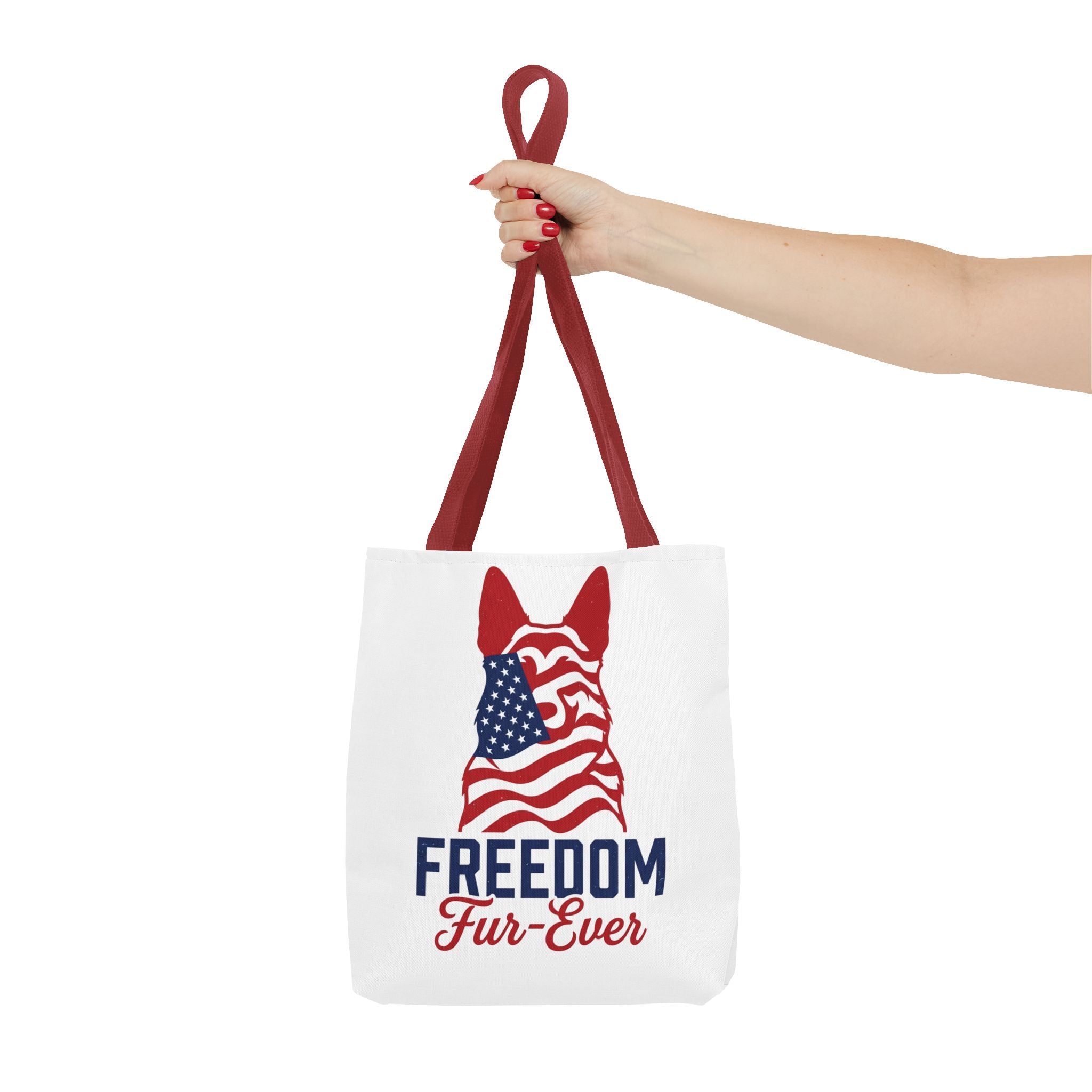 Patriotic Dog Tote — "Freedom Fur-Ever" USA Flag Canvas Bag