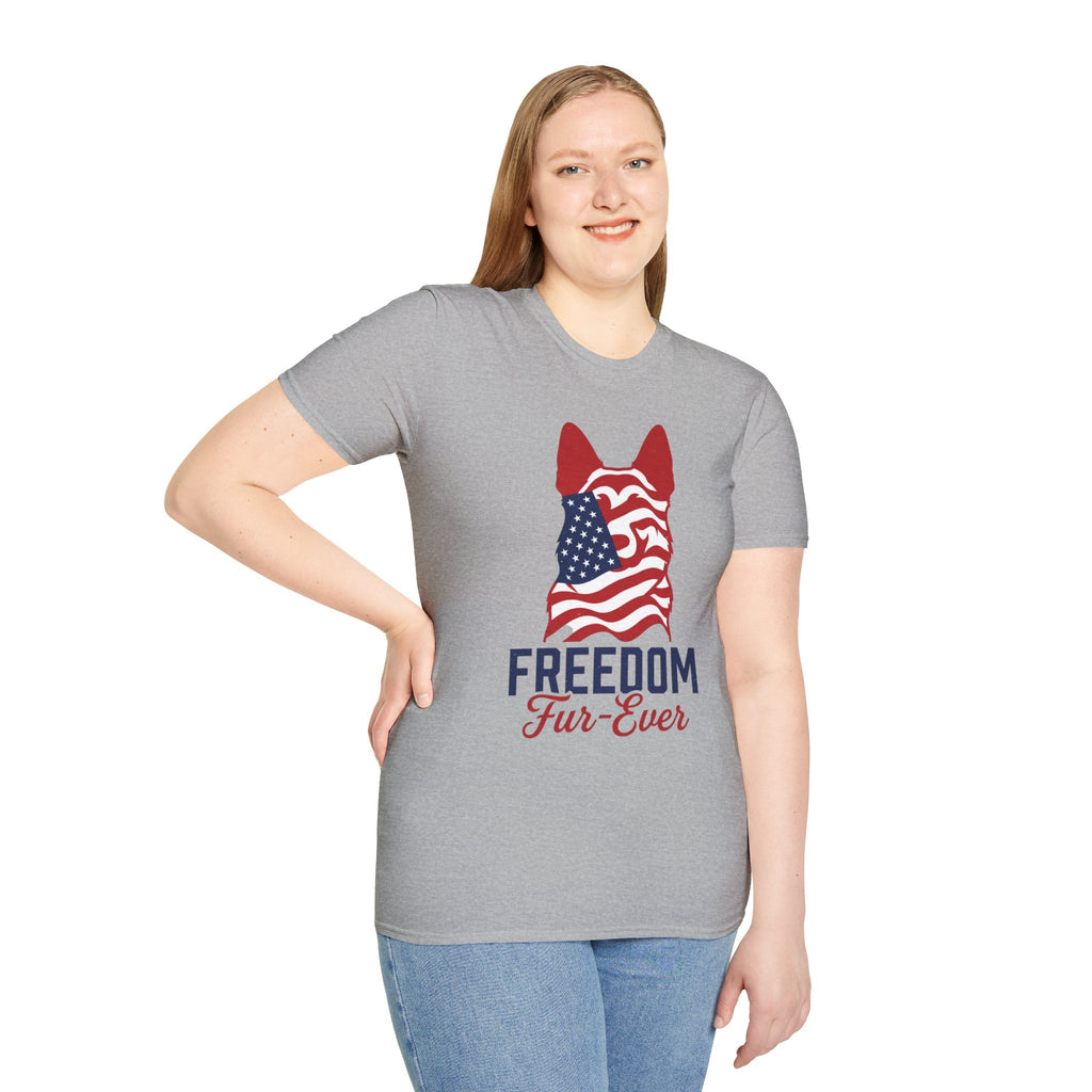 Freedom Fur-Ever Graphic T-Shirt — American Flag Dog Silhouette
