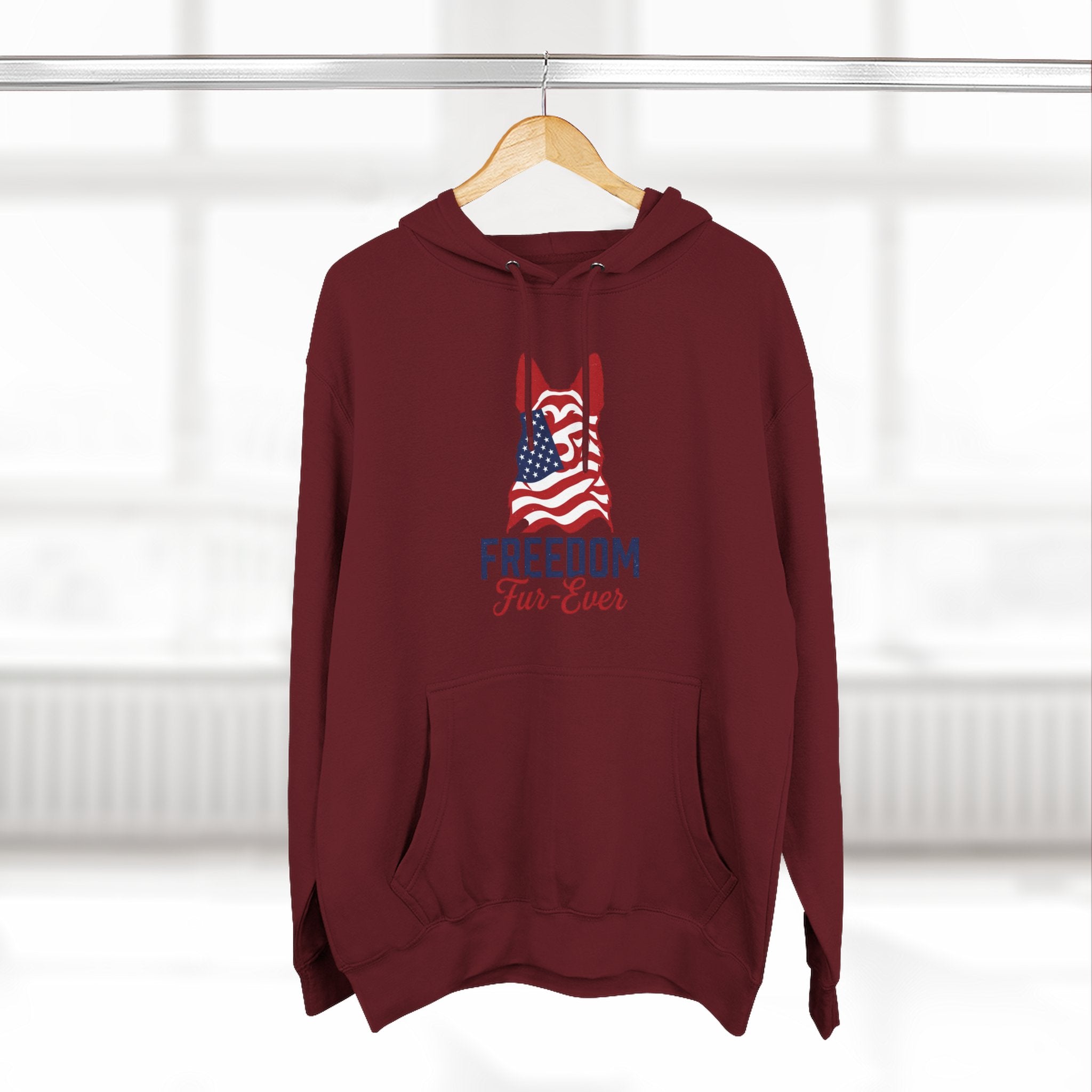 Freedom Fur-ever Hoodie — Patriotic Dog Paw Print Fleece Hoodie