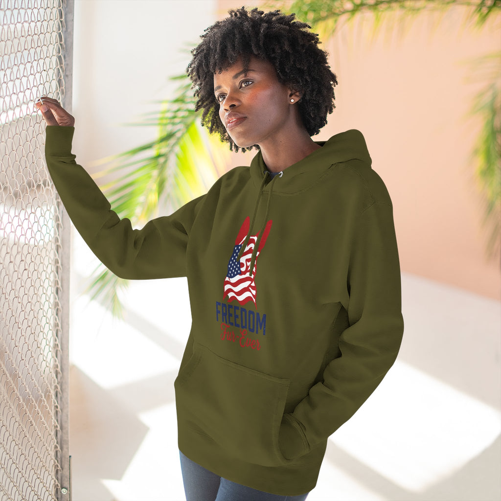 Freedom Fur-ever Hoodie — Patriotic Dog Paw Print Fleece Hoodie