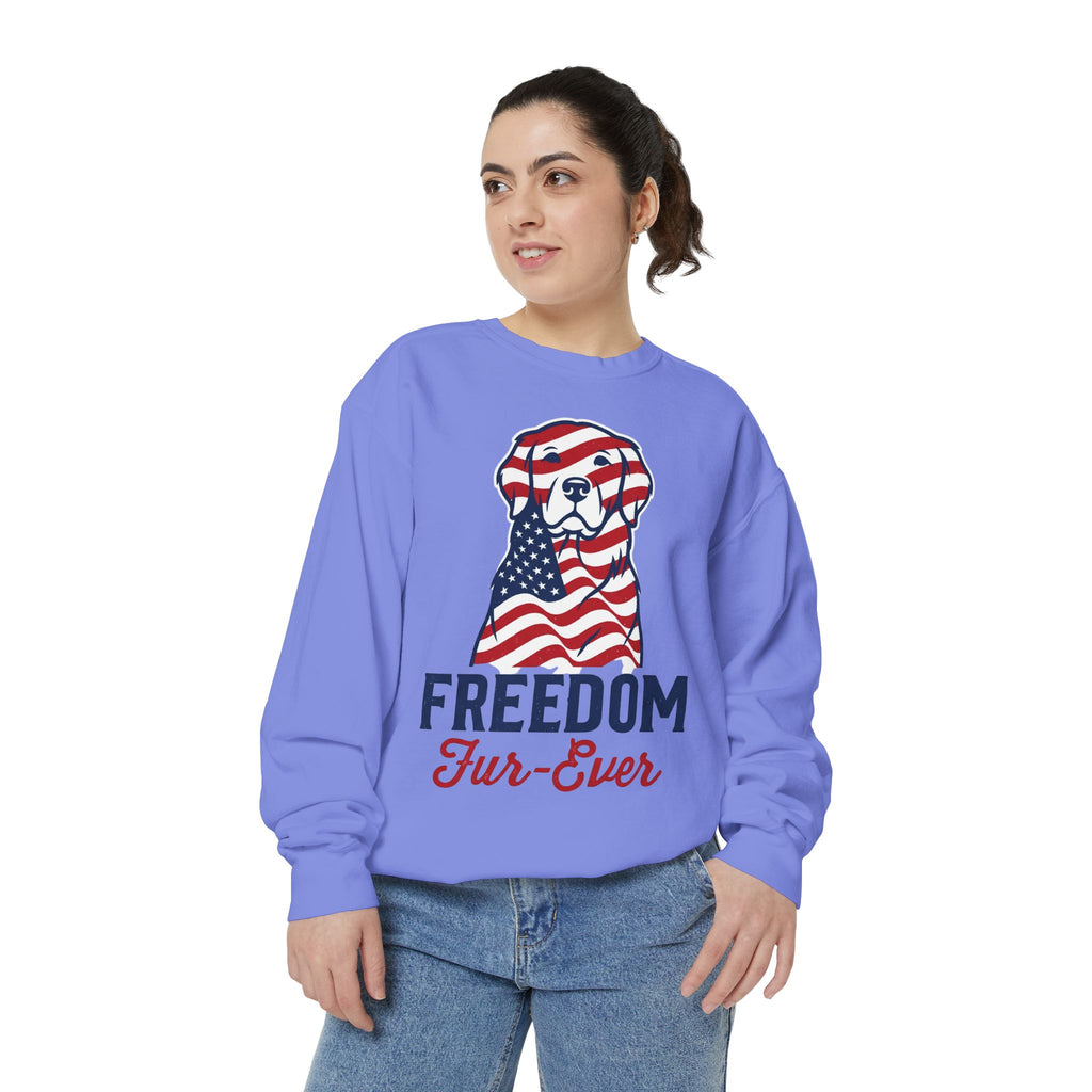 Freedom Fur-Ever Sweatshirt — Patriotic American Flag Dog Crewneck