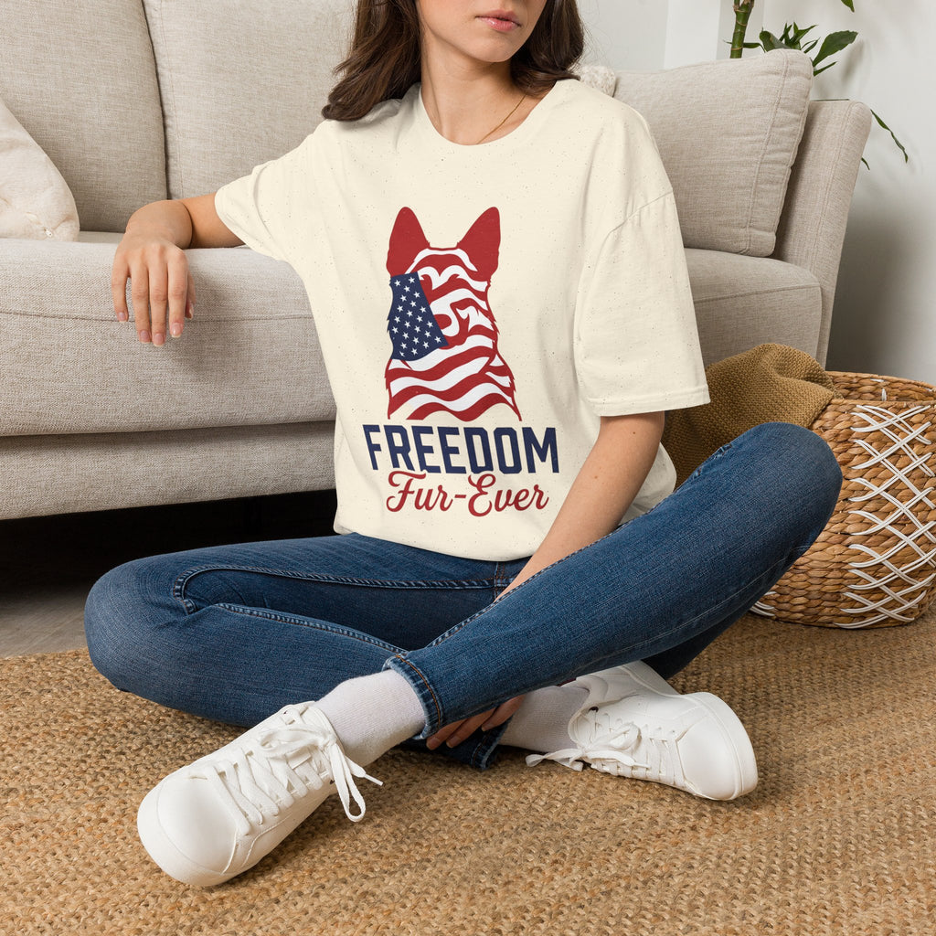 Freedom Fur-Ever Graphic T-Shirt — American Flag Dog Silhouette