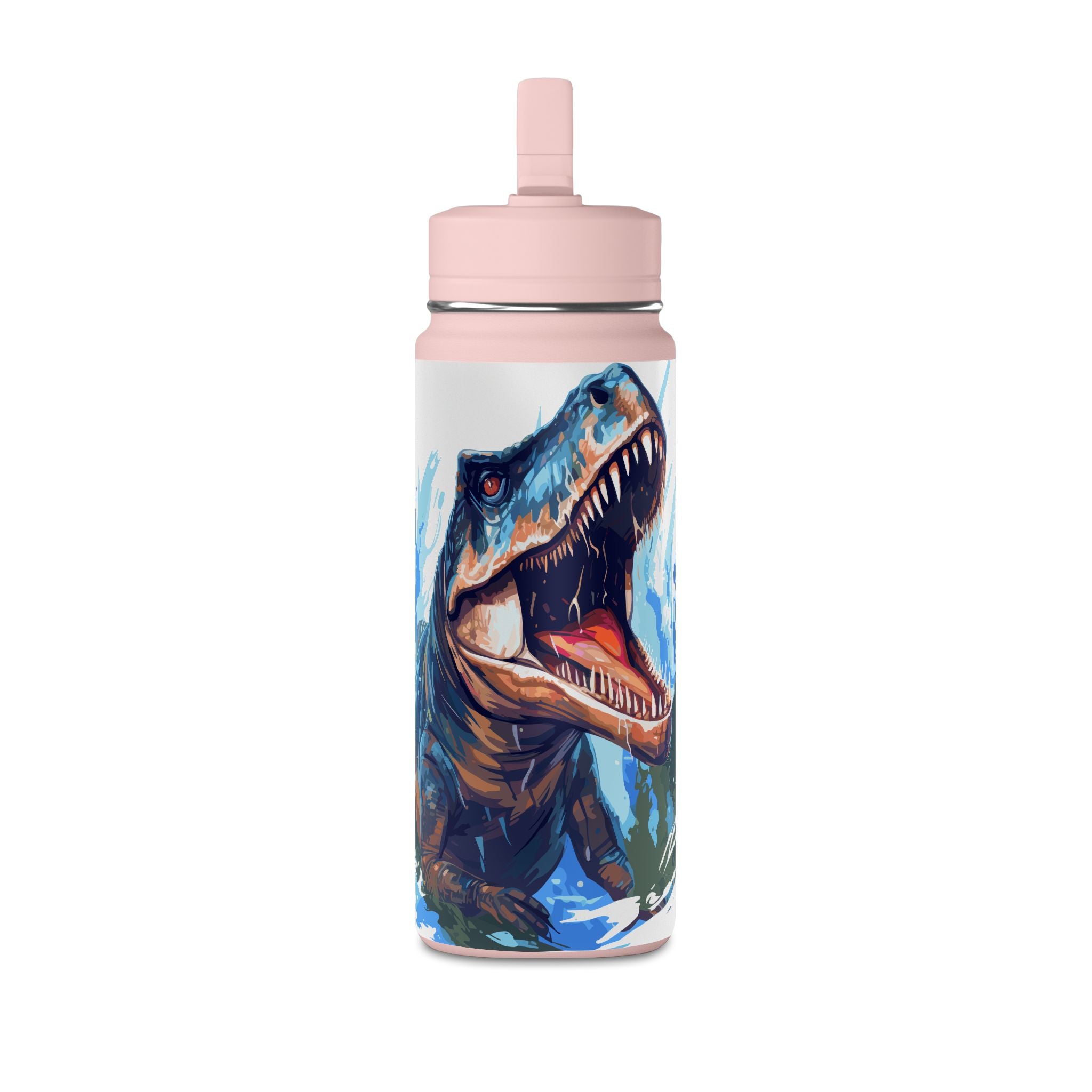 T-Rex Water Bottle — 20oz Dinosaur Sports Bottle with Straw