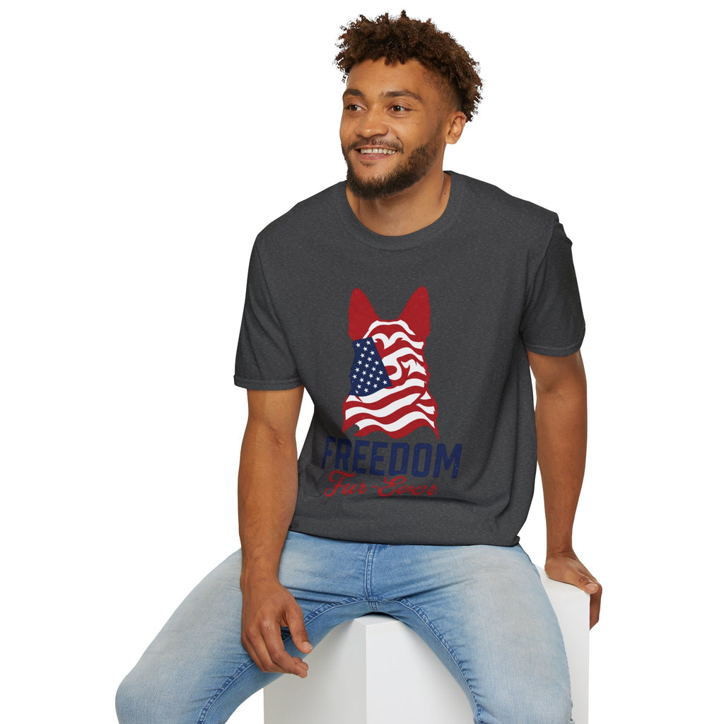 Freedom Fur-Ever Graphic T-Shirt — American Flag Dog Silhouette