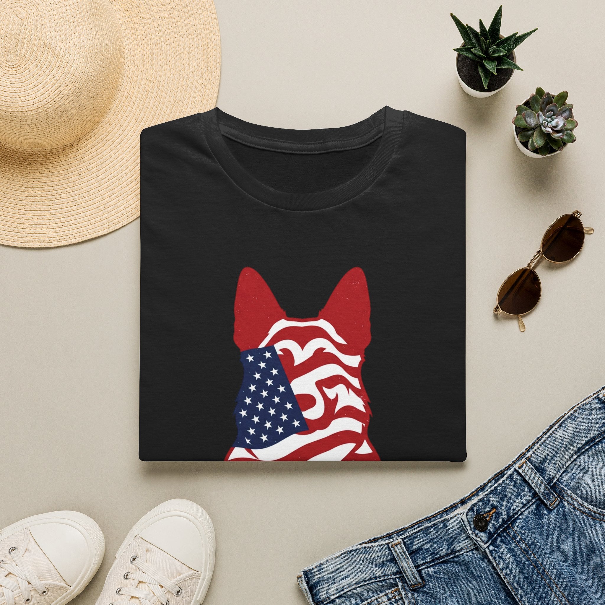 Freedom Fur-Ever Graphic T-Shirt — American Flag Dog Silhouette