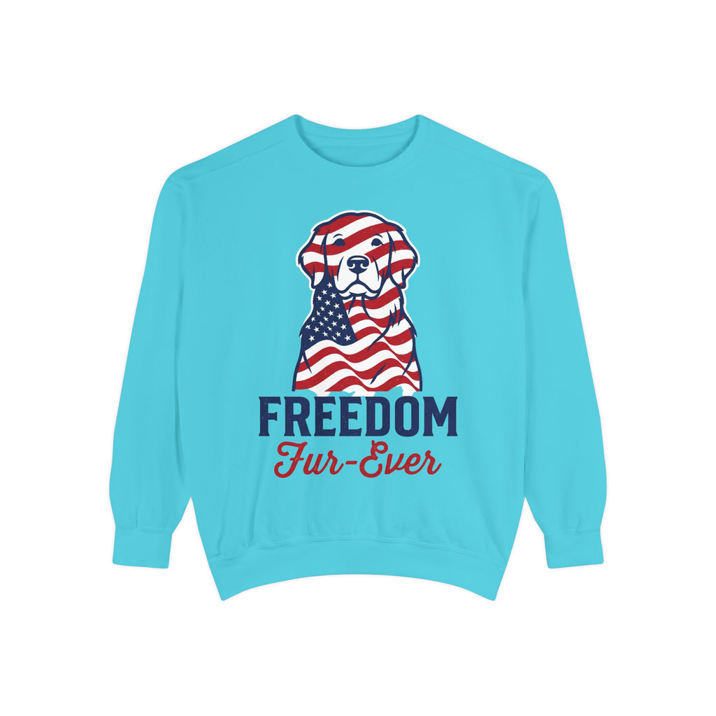 Freedom Fur-Ever Sweatshirt — Patriotic American Flag Dog Crewneck
