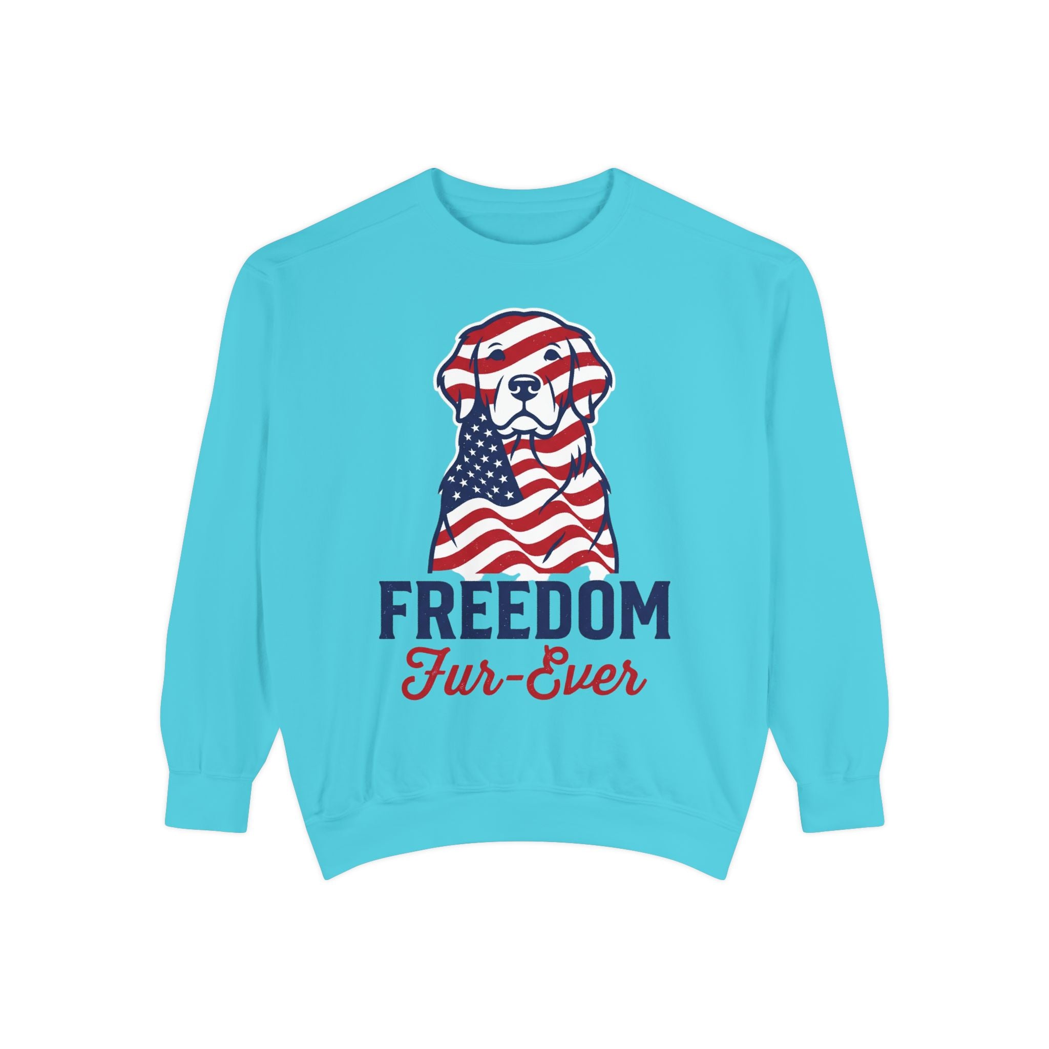 Freedom Fur-Ever Sweatshirt — Patriotic American Flag Dog Crewneck
