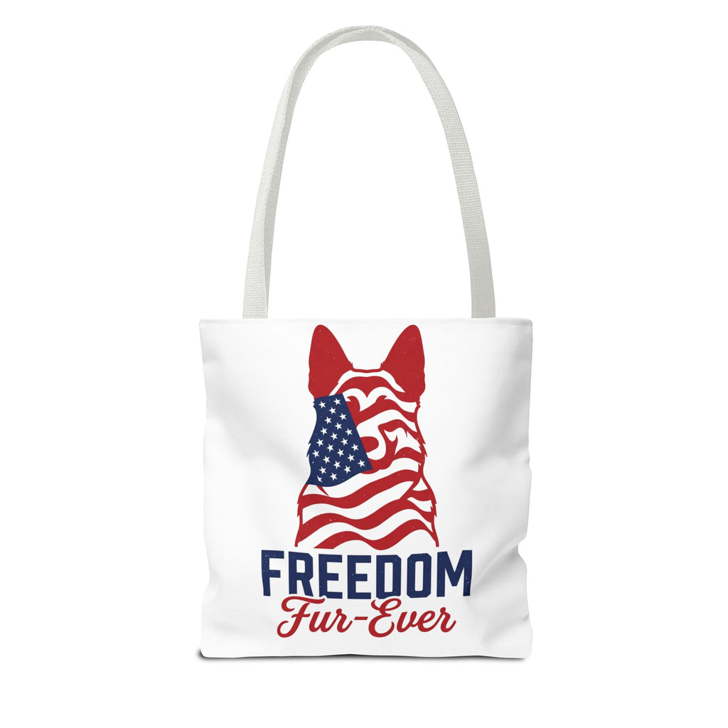 Patriotic Dog Tote — "Freedom Fur-Ever" USA Flag Canvas Bag