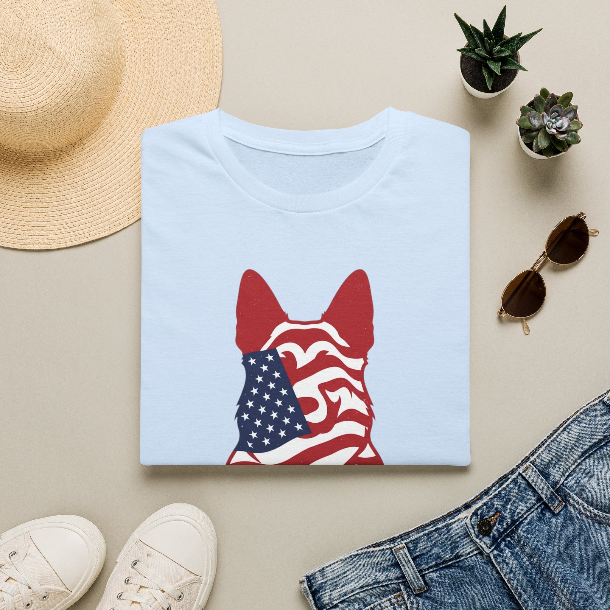 Freedom Fur-Ever Graphic T-Shirt — American Flag Dog Silhouette