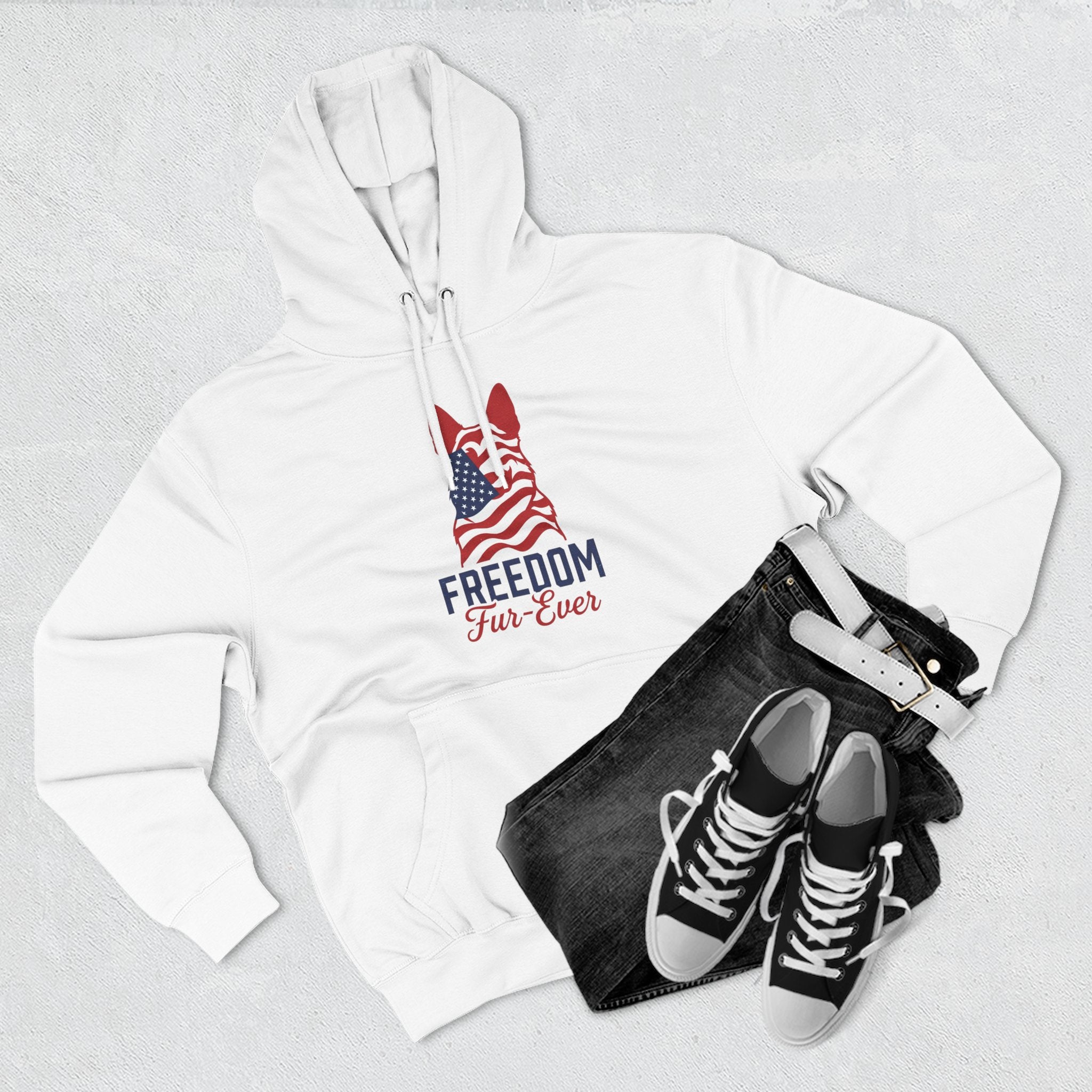 Freedom Fur-ever Hoodie — Patriotic Dog Paw Print Fleece Hoodie