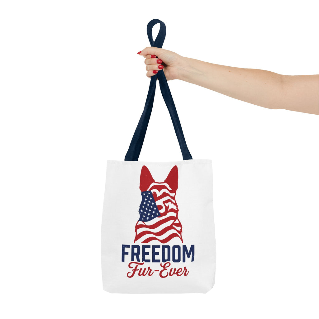 Patriotic Dog Tote — "Freedom Fur-Ever" USA Flag Canvas Bag