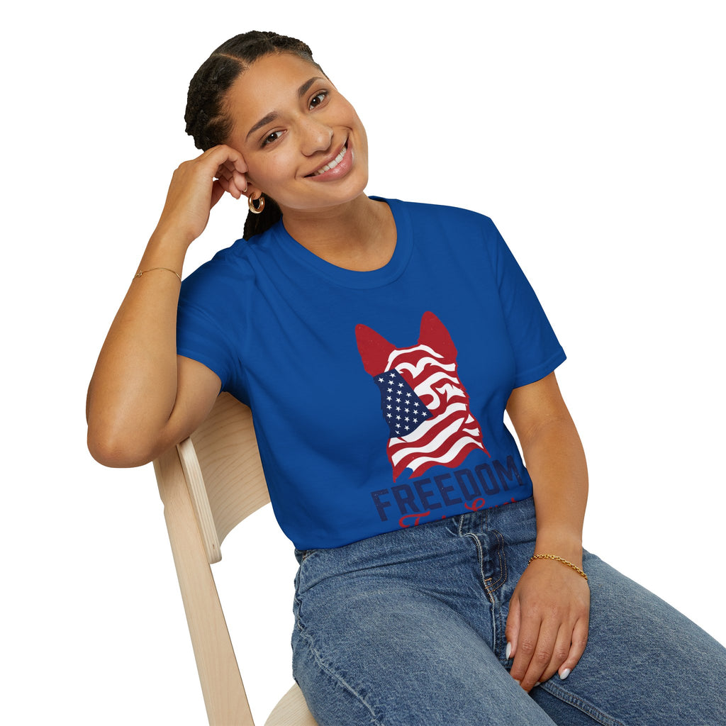 Freedom Fur-Ever Graphic T-Shirt — American Flag Dog Silhouette